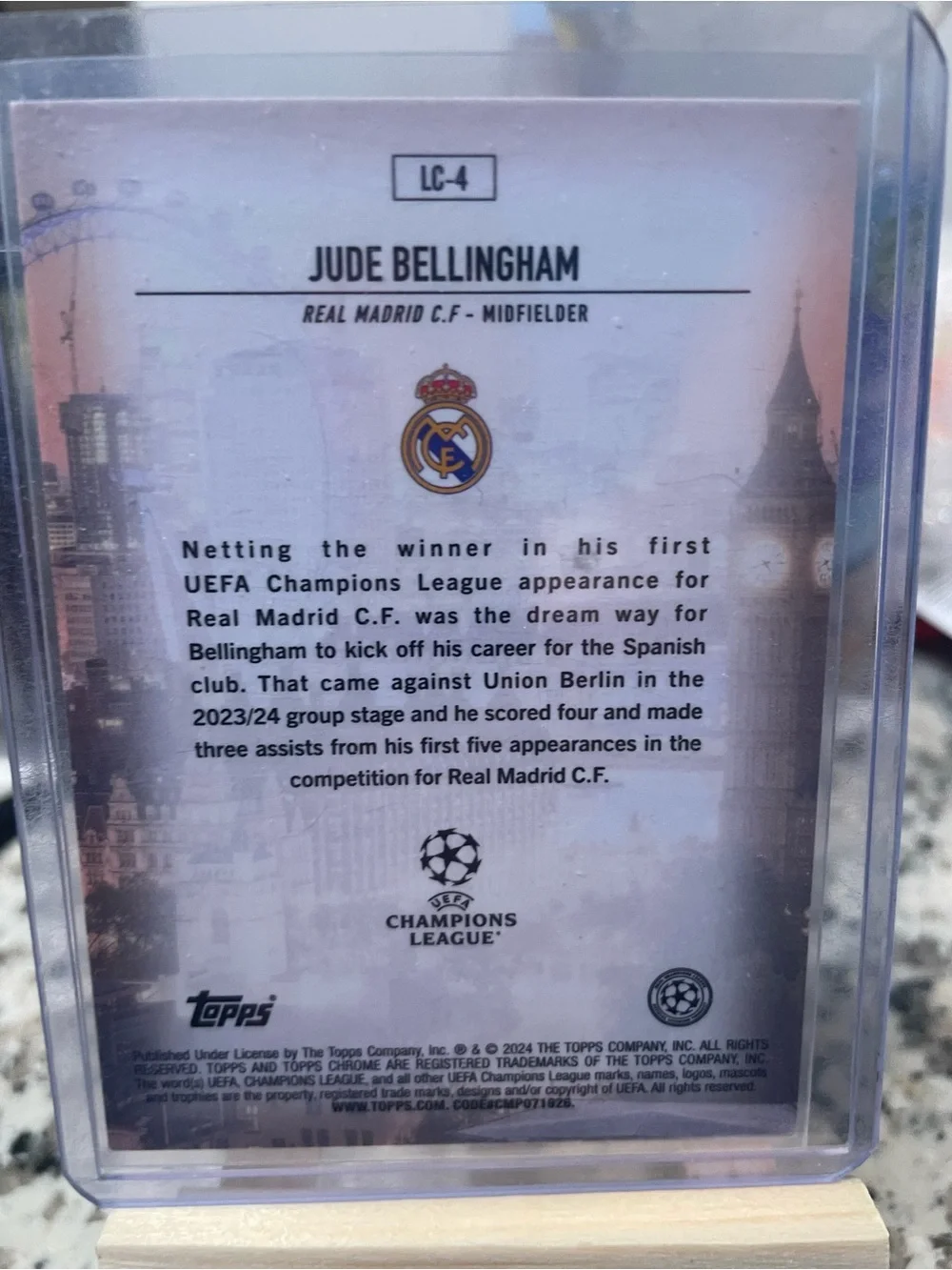 Topps Jude Bellingham Real Madrid Card - White and Silver Holographic Accents - Picture 2 of 2